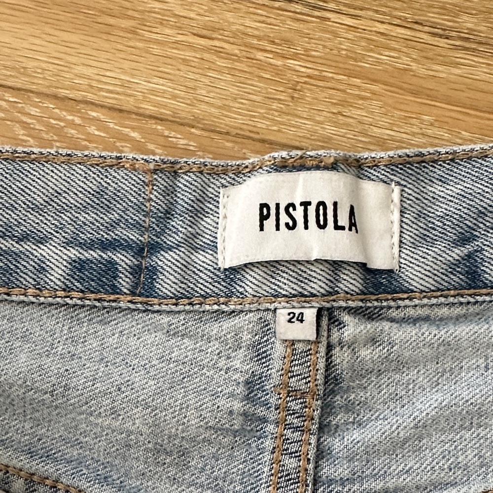 pistola Light Wash Distressed Denim Jean Shorts - Picture 2 of 4